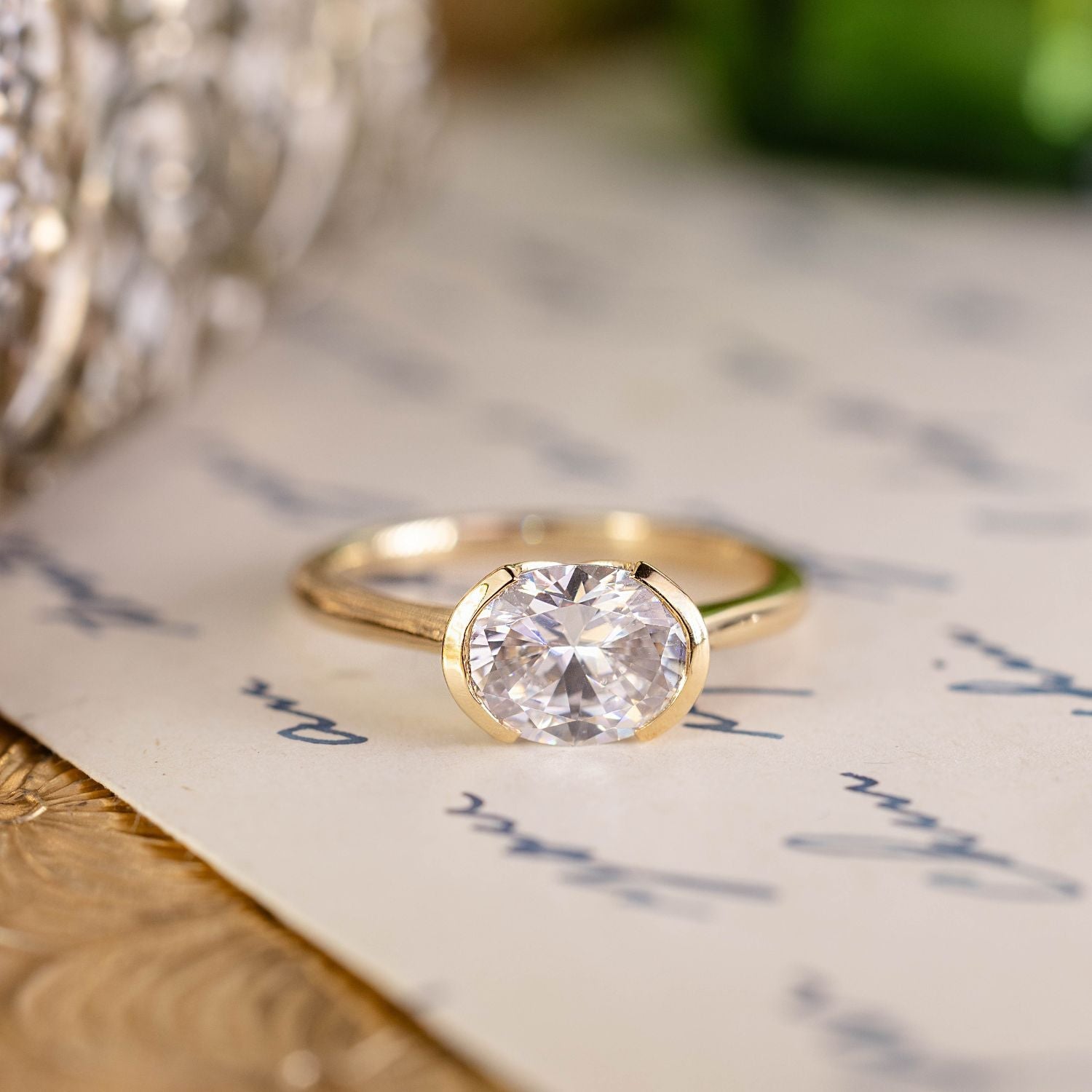 Marquise Shaped Three Stone Lab Grown Diamond Engagement Ring